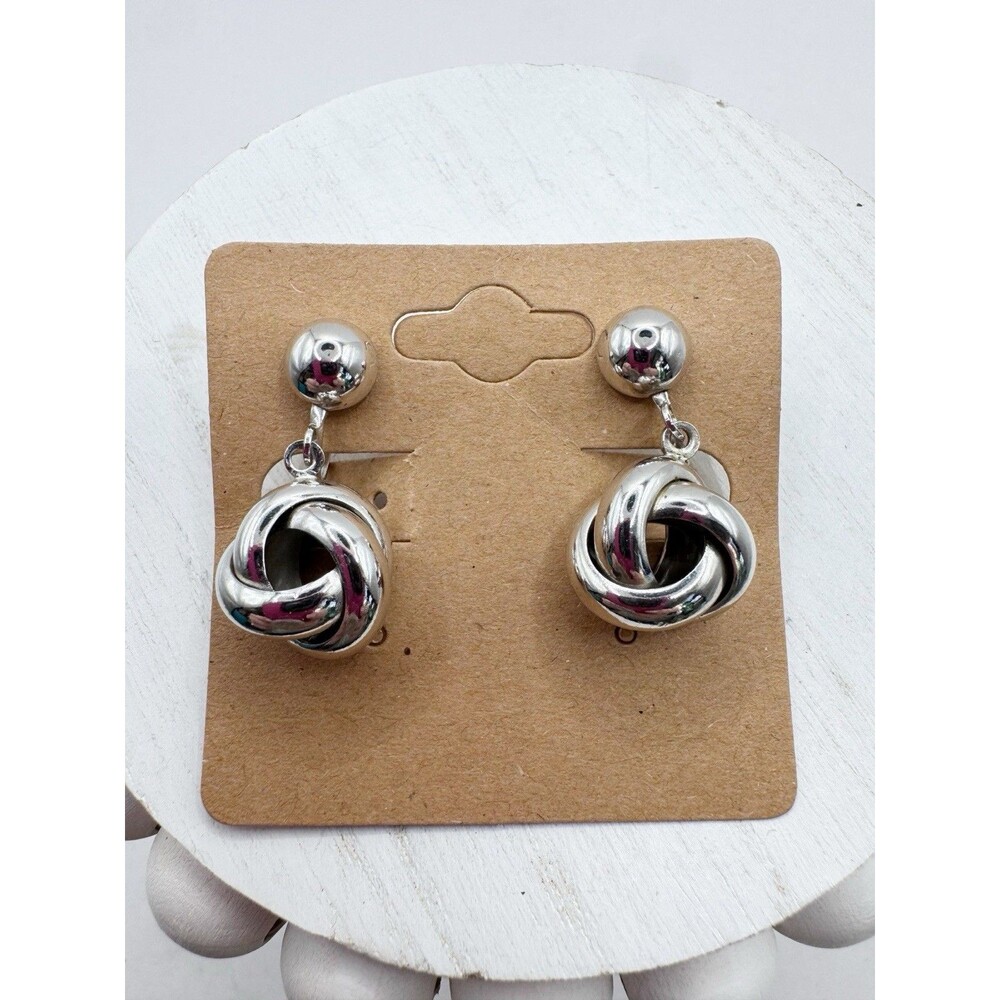 Coro Vintage Silver Lovers Knot Screwback Earrings Minimalist